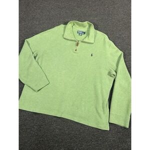 Polo Ralph Lauren 1/4 Zip Sweater Men's XL Green Preppy Pony Cotton Long Sleeve